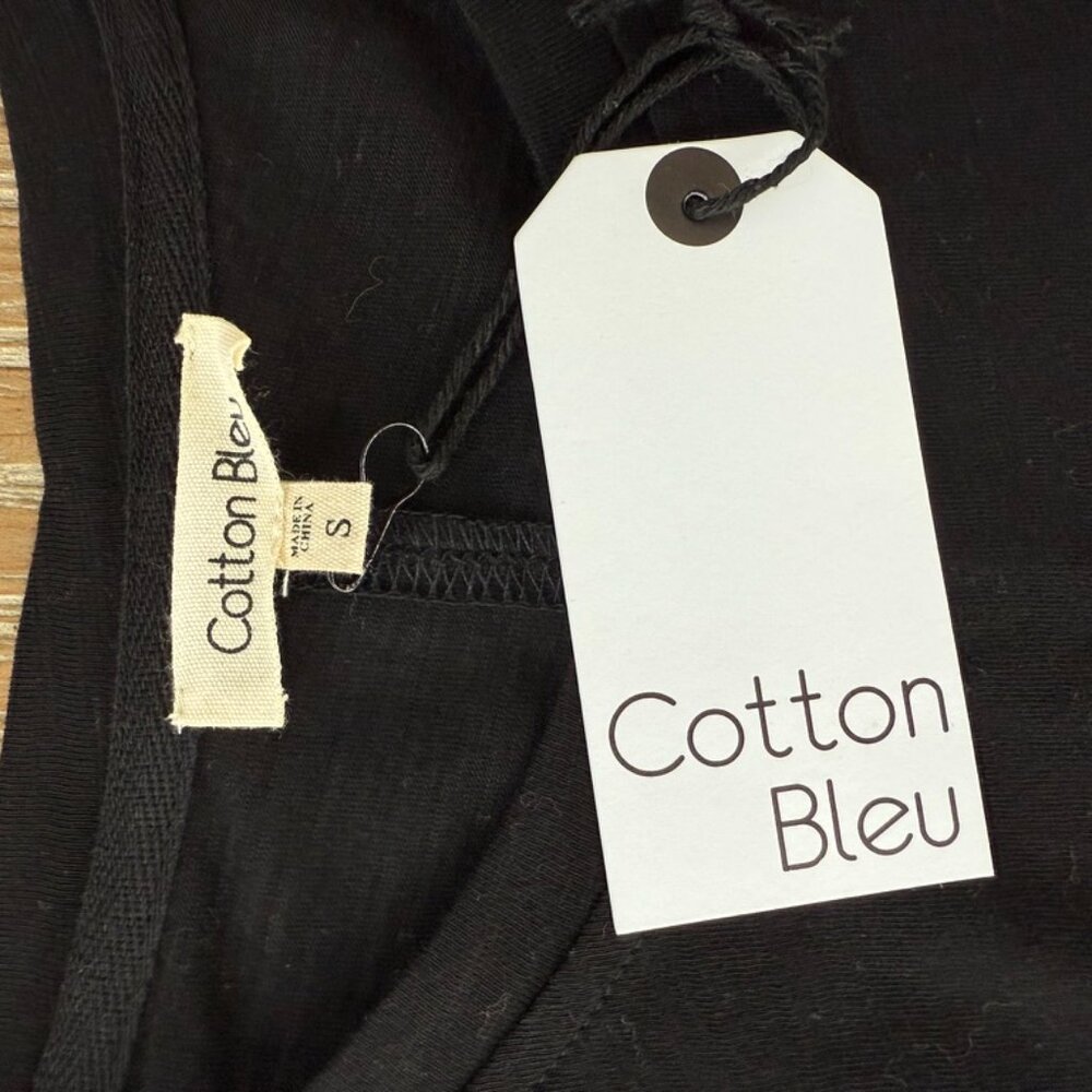 New Black Cotton Bleu Top - Picture 3 of 4
